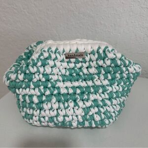 Handmade Green and White Woven Bag